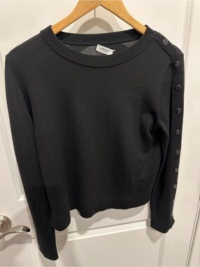 Akris Punto Black Ribbed Crewneck Sweater